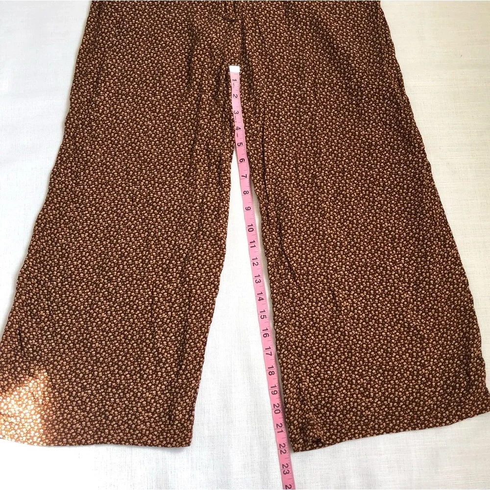 & Other Stories Brown Tan Ditsy Floral Wide Leg Trouser Pants Size 4